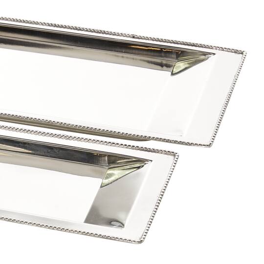 Set of 2" White Stainless Steel Traditional Tray, 22", 25"